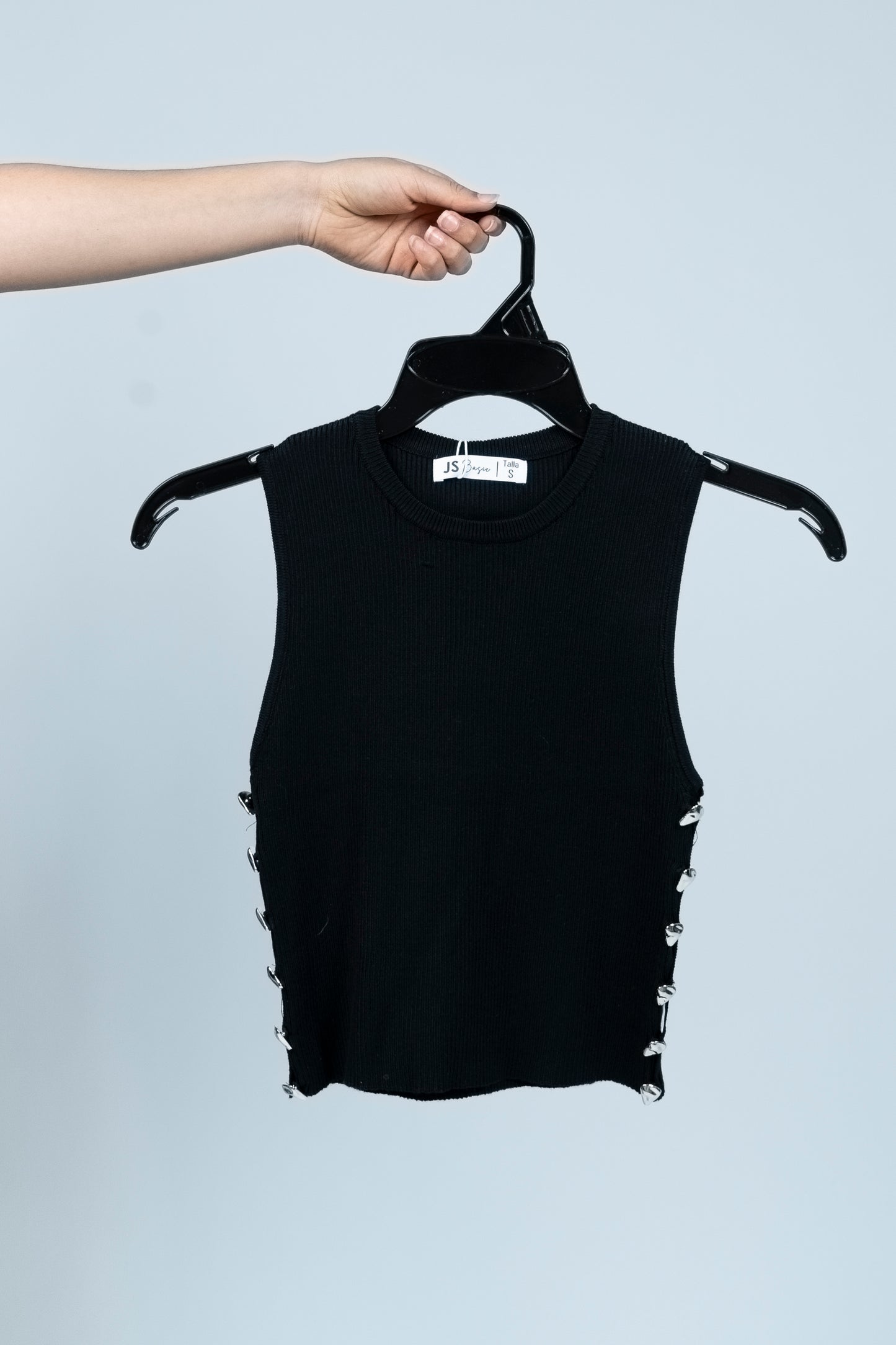 Blusa de tejido con aplicaciones laterales