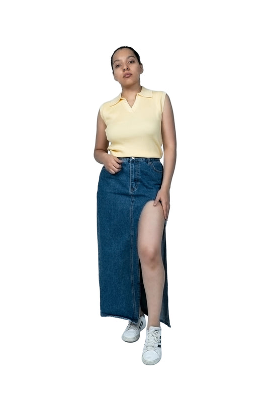 Blusa de tejido cuello polo