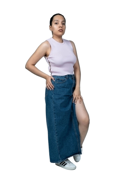 Blusa de tejido con aplicaciones laterales